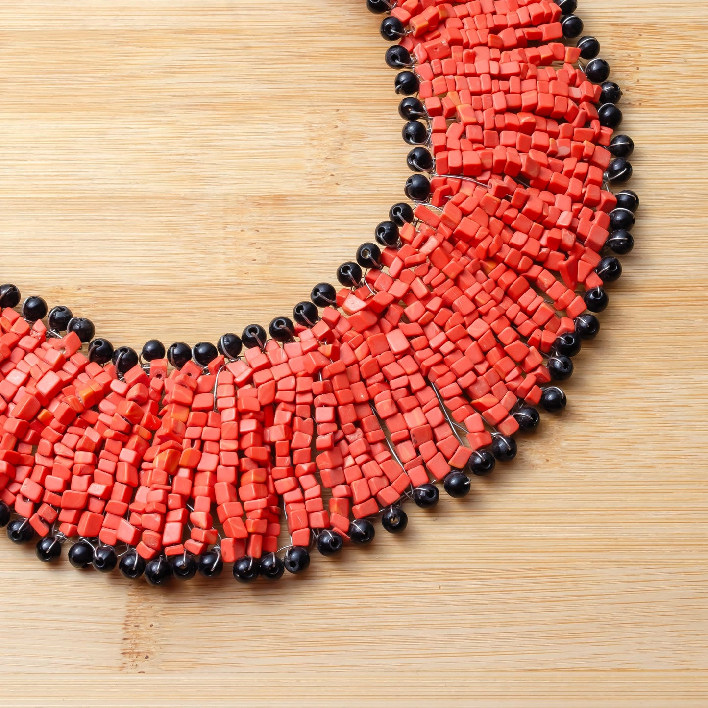 Mosaic Glass Bead Choker Necklace  Unique Jewelry Weaved on Copper Wire  Gift for Her