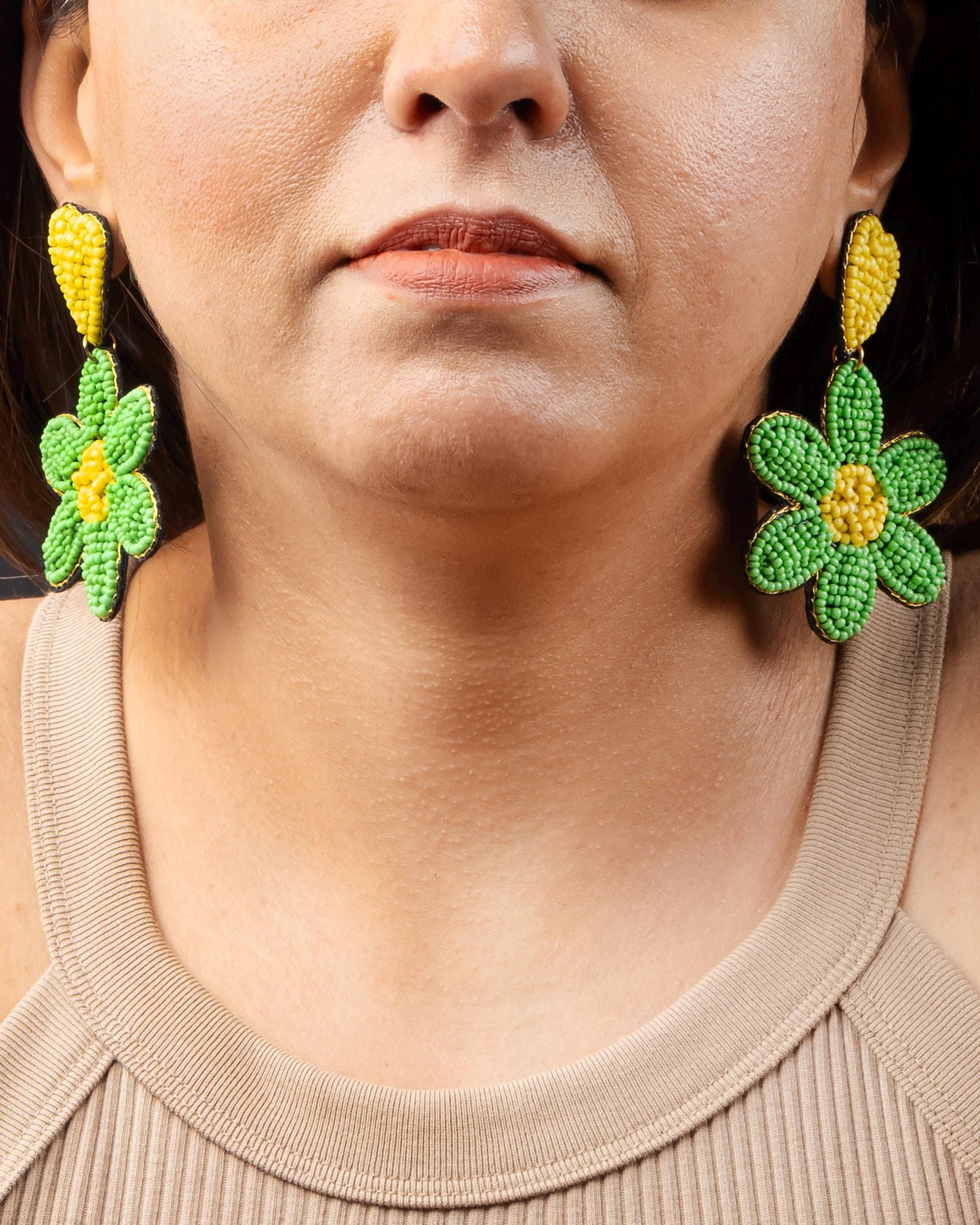 Beaded Earring Dangle Flower Statement Earring  Light Weight Contemporary Earring  For Women Trendy Earring  Flower Earring Hypoallergenic