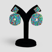 Embroidered Seed Bead Earrings: Multicolor Boho Statement Jewelry