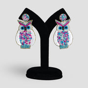 Hand Beaded Owl Earrings: Boho Dangle Jewelry