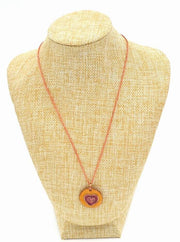 Minimalist Copper Heart Necklace: Enamel Yellow Base