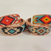 Copper Cuff Bracelet: Rainbow Beaded Boho Bangle