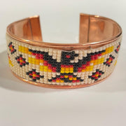 Southwestern Beaded Copper Cuff Bracelet: Adjustable Boho Jewelry