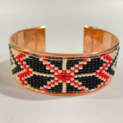 Southwestern Beaded Copper Cuff Bracelet: Adjustable Boho Jewelry