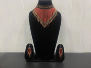 Handmade Beaded Fringe Necklace and Earring Set: Boho Jewelry