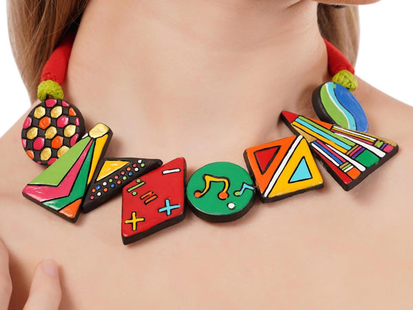 Colorful Clay Music Jewelry Set: Handmade Necklace & Earrings