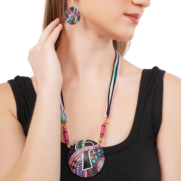 Handmade Clay Necklace & Earring Set: Boho Beachy Jewelry
