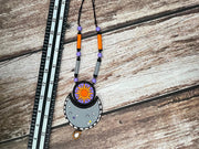 Handmade Clay Sun and Moon Jewelry Set: Boho Terracotta Necklace and Earrings