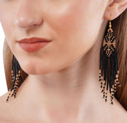 Black Beaded Earring Set Dangle