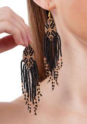 Black Beaded Earring Set Dangle