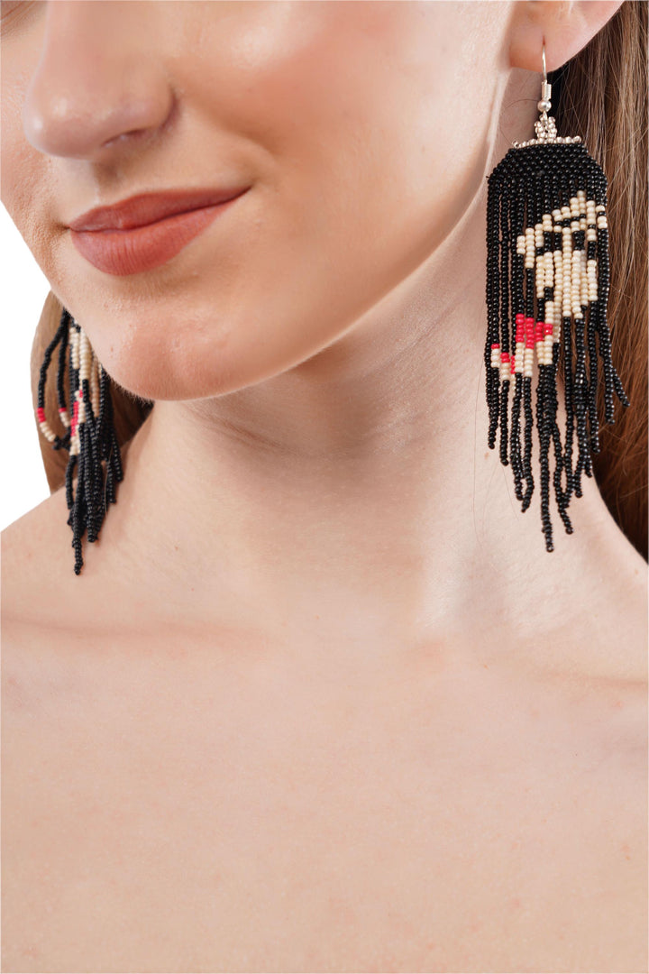 Black Beaded Earrings For Women