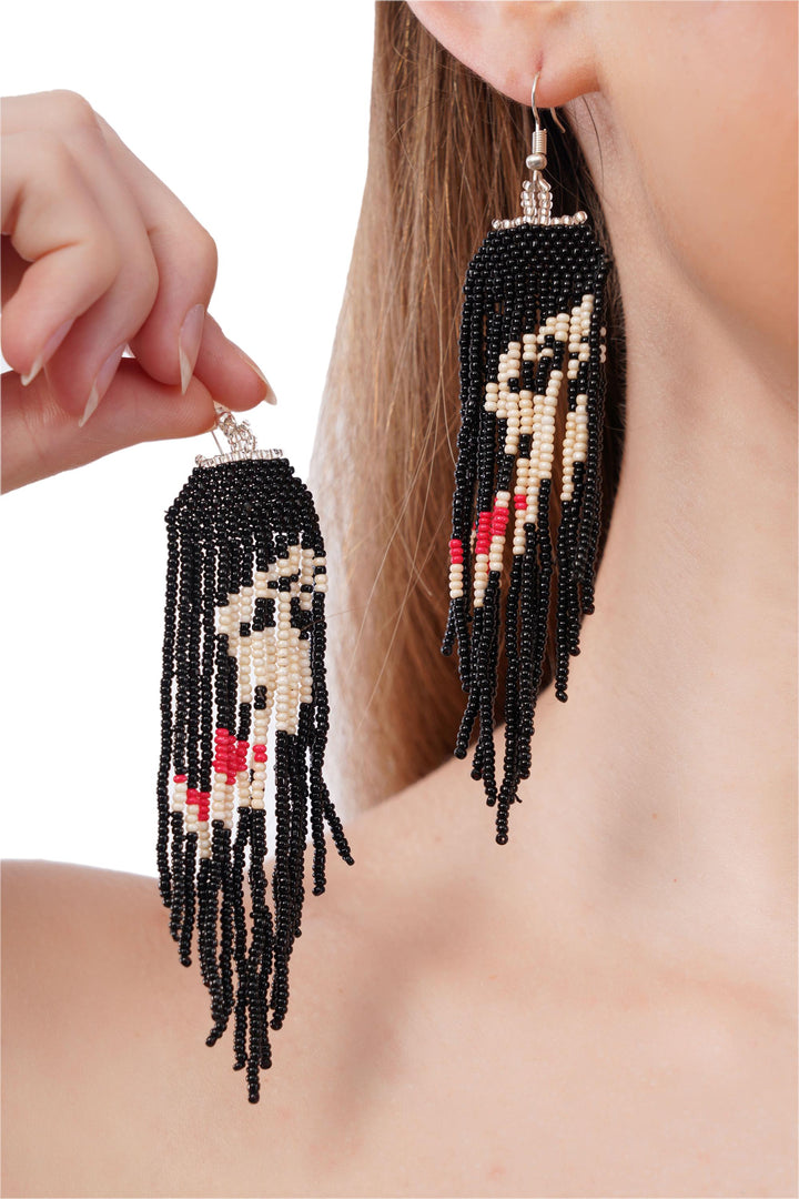 Black Beaded Earrings For Women