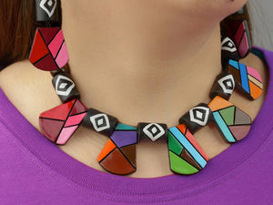 Earth-Born Mosaic: Hand-Painted Terracotta Jewelry Set