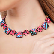 Handmade Terracotta Jewelry Set: Choker & Stud Earrings