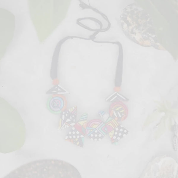 Handmade Terracotta Jewelry Set: Colorful Pencil-Eraser Design