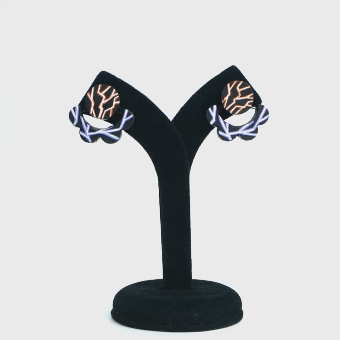 Purple, black and orange Halloween clay dangle earrings – video